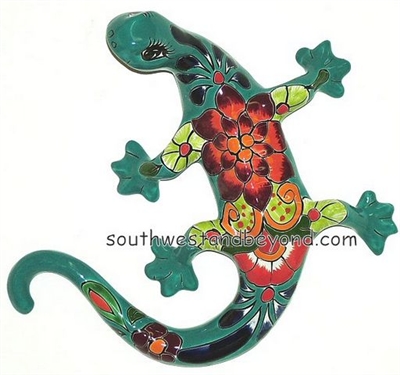 80509-B03  Mexican Talavera Gecko Wall Decor Lizard - X-Large