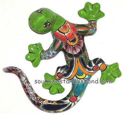 80509-C07  Mexican Talavera Gecko Wall Decor Lizard - Medium