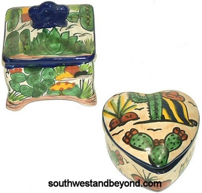 80525,343-C Talavera Keepsake Box and Heart - Desert Design