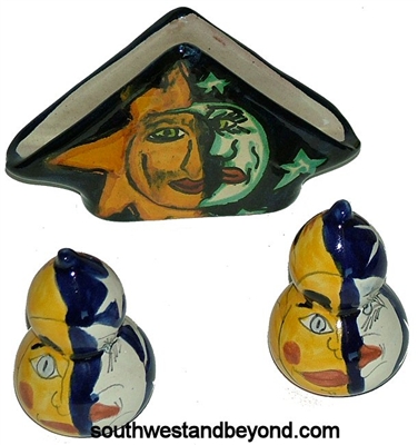 80529,80590-B5 Salt/Pepper Mexican Talavera 3pc Set