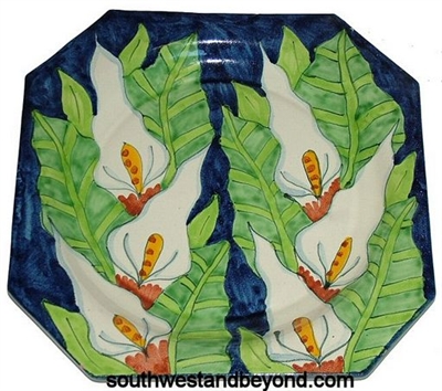 80588-D4 Talavera 12" Octagon Wall Plate Callalily Design