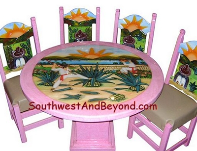 Carved Hand Painted Mexican Table Sets