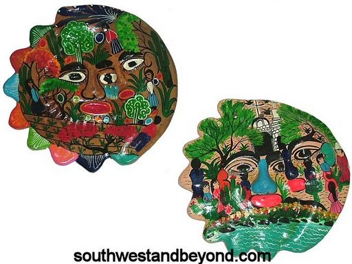 Clay Masks Mexican Folk Art Wall Decor